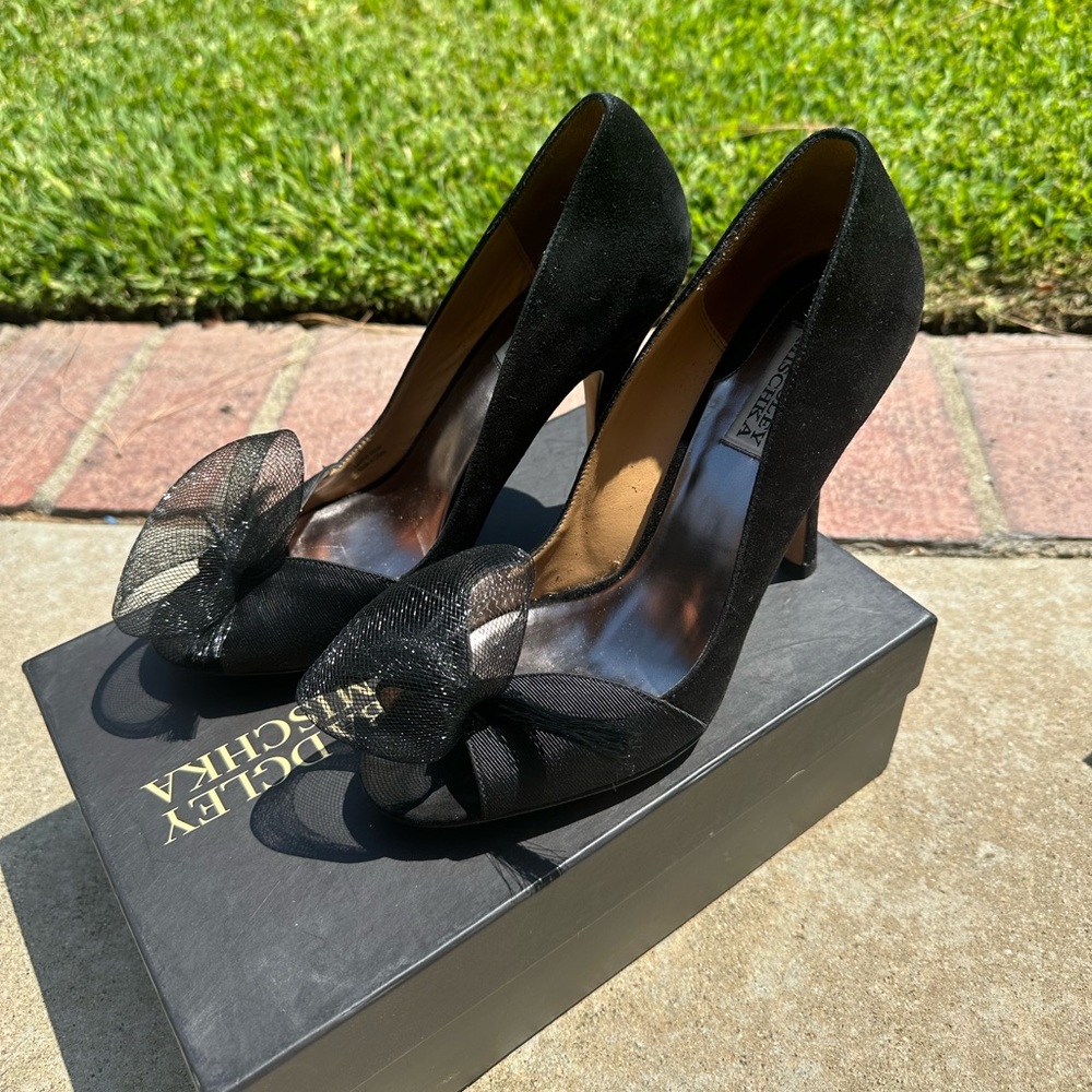 Badgley Mischka Black Designer Heels with Bow (Size 9.5)